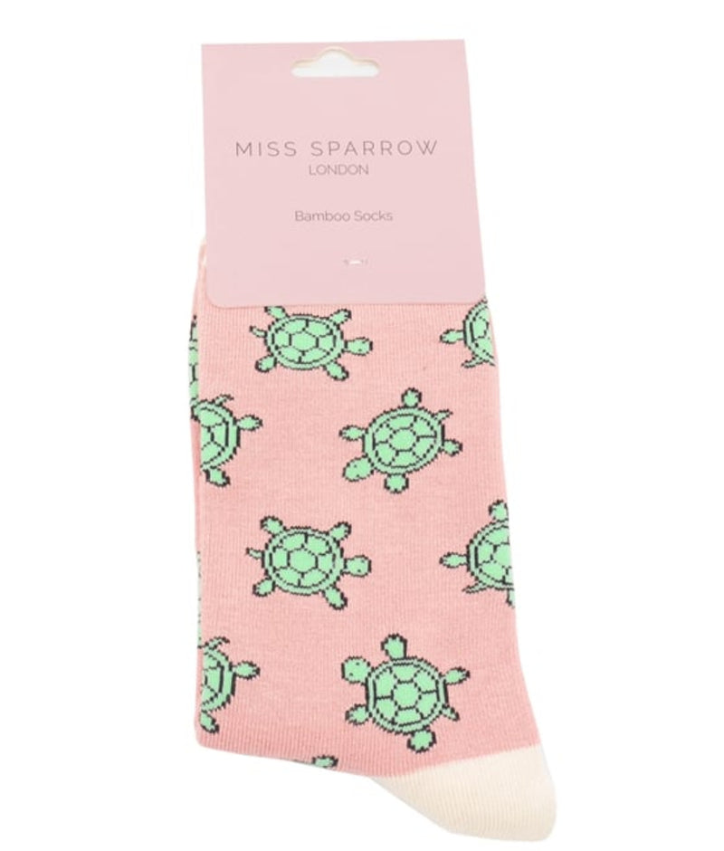 Miss Sparrow Cute Turtles Socks in Dusky Pink