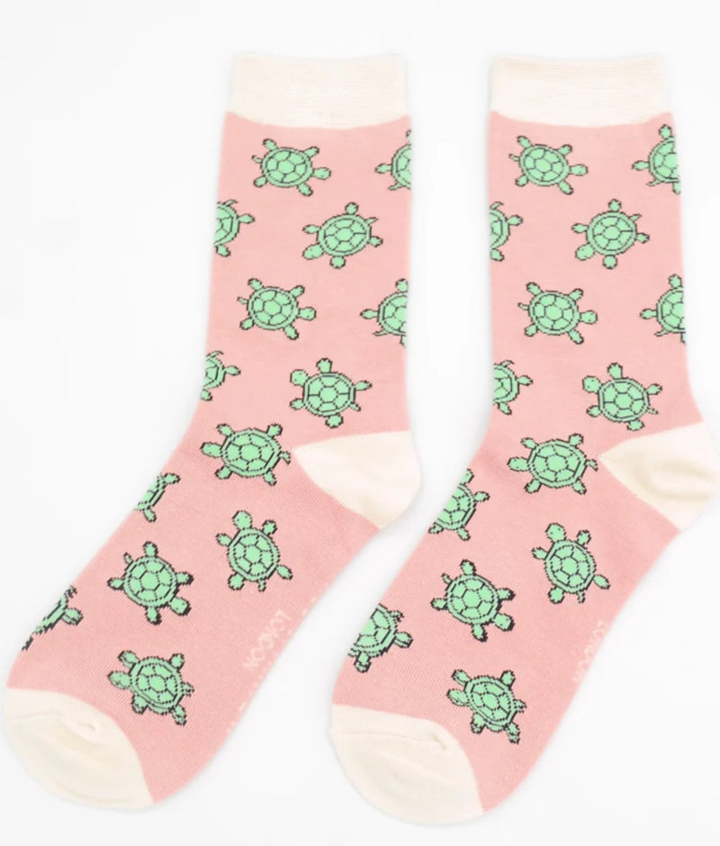 Miss Sparrow Cute Turtles Socks in Dusky Pink