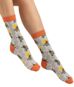 Miss Sparrow Bee Hive Socks in Silver